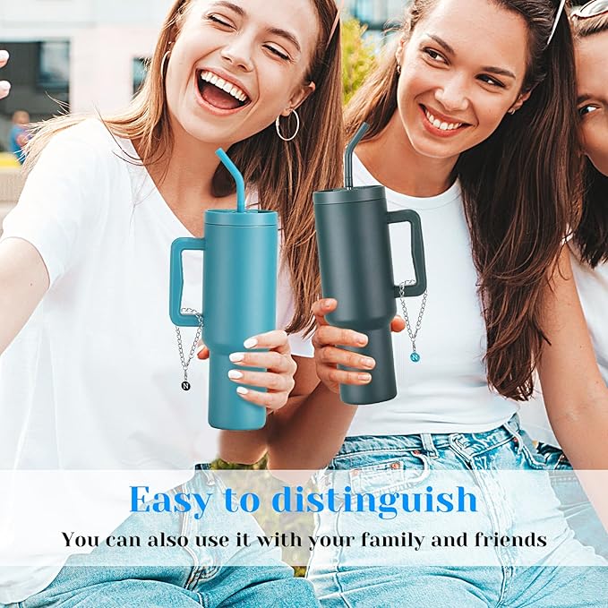 Letter Accessories for Stanley Cup,6PCS Initial Name ID Personalized Handle Personalized Handle Decor Set DIY Identification Handle Letter for Stanley Tumble (N/White/Black/Blue)