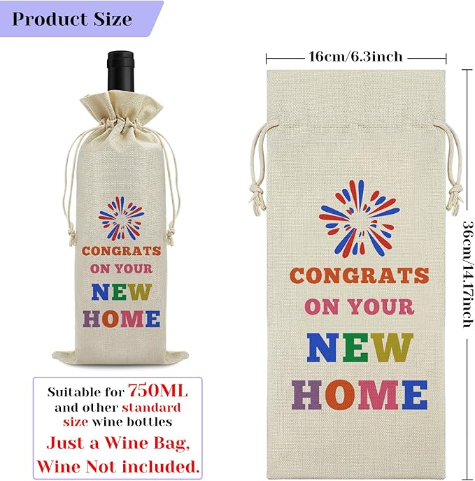 Housewarming gifts for New House Wine Bag House Warming Gifts New House Wine Bags for New Home Owner Party Decorations New House Gift for Friend Women Men Wife Husband Wedding Birthday Christmas Gift