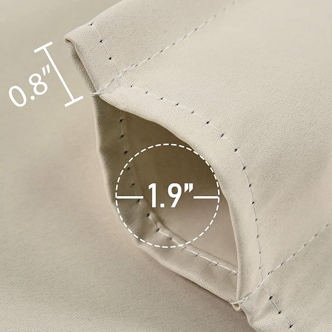 Beige Valance for Windows 42x18 Inch Solid Thermal Insulated Blackout Rod Pocket Kitchen Short Curtain Toppers Valance for Bathroom Living Room 1 Panel