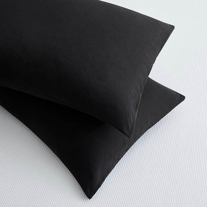 Travel Pillow Cases 14x20 Microfiber Black Pillow Covers Soft Comfortable Not Shrink Toddler Pillow Cases Set of 2 Envelope Style Pillowcases