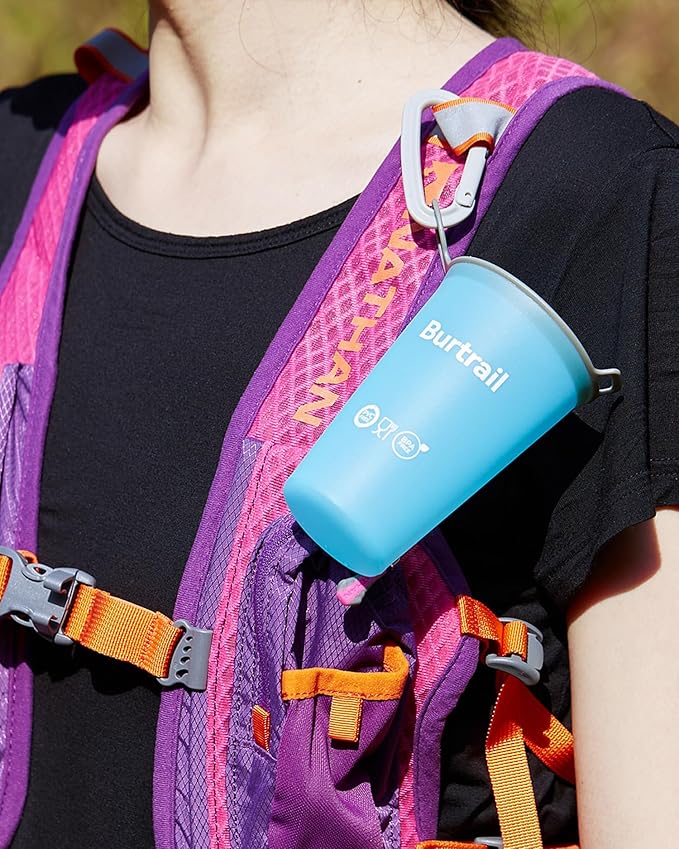 Collapsible Running Cup,Ultralight Protable Running Water Cup for Trail Running,Ultramarathon,Backpacking,Camping-BPA Free,200 ml/6.8 oz-2Pack, SkyBlue & White