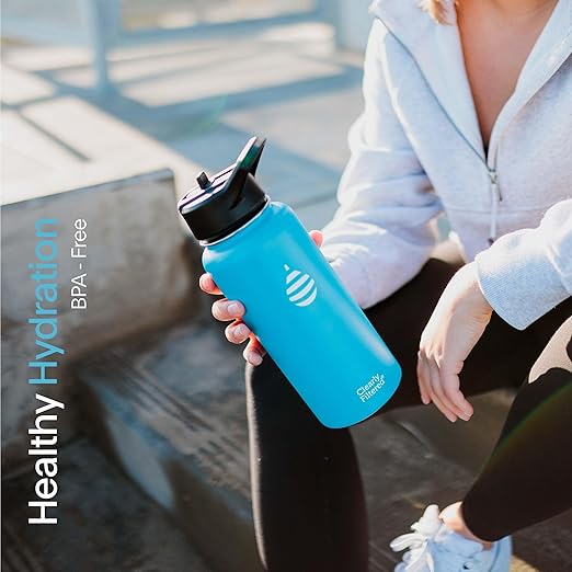 Clearly Filtered 32oz Water Bottle/Targets 220+ Contaminants/Double-Wall Insulated Stainless Steel Filtered Water Bottle BPA/BPS-Free Phthalate-Free Filters Fluoride Lead Chlorine (Teal Blue)