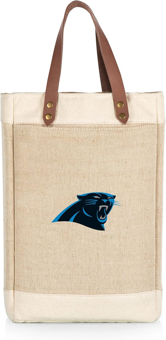 PICNIC TIME NFL Pinot - Jute 2 Bottle Insulated Wine Bag - Wine Tote Bag - Wine Gift Bag, (Beige)