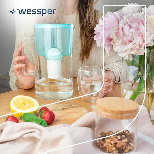 D2 Borosilicate Mint Glass Water Filter Pitcher Crystal Clear Hydration 8-Cup Capacity | 2in1 Water Purifier Pitcher and Stylish Water Carafe | Efficient Filtration for Pure, Refreshing Water