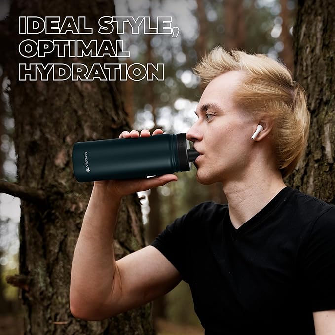 HYDRATE Insulated Stainless Steel Water Bottle - Large Reusable Flask with Leak-Proof Design and Convenient Handle - Double Vacuum Insulation for School, Work, or Adventure