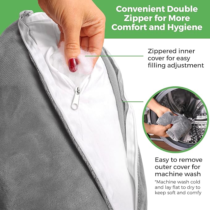 Rotator Cuff Pillow – Soft and Comfortable Shoulder Pillow for Shoulder Surgery – Ergonomic Uniquely Shaped Shoulder Pain Relief Support – Double Zipper Cover – Machine Washable