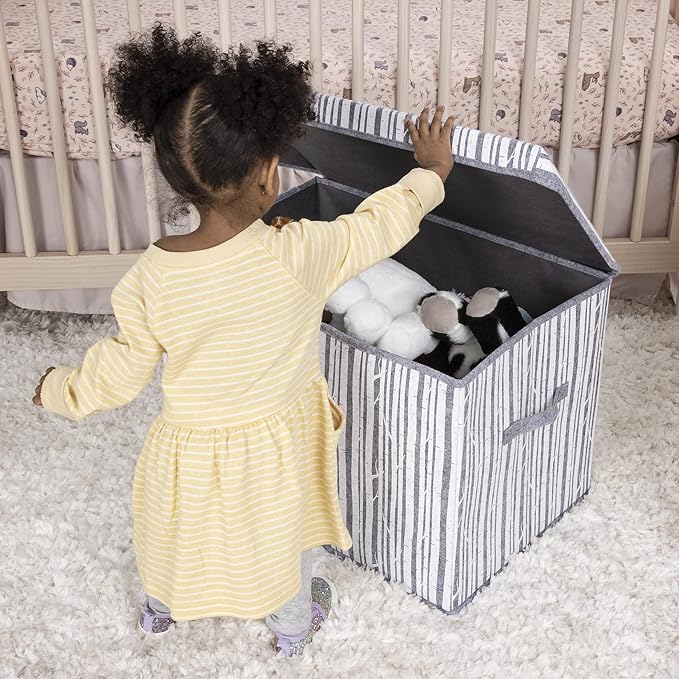 Sammy & Lou Collapsible Felt Soft Toy Box Toy Chest for Toddlers Toy Storage Organizer with Handles and Hinged Lid, 22 x 14.5 x 15 inches, Birch