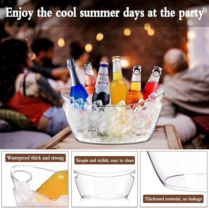 Ice Buckets for Parties: 2 PCS Acrylic Mimosa Bar Supplies with 2 Ice Scoop - 5.5 Liter Extra Large Clear Champagne Beverage Tub Cooler Bucket for Beer Sparkling Wine Cocktail