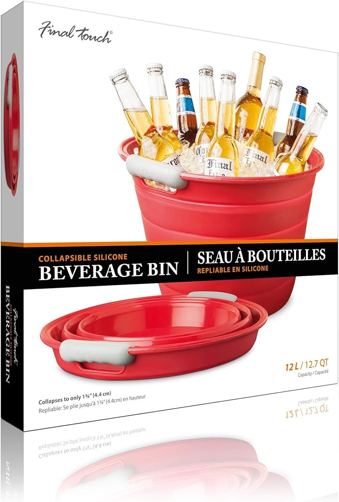 Final Touch Collapsible Silicone Beverage Bin (Red) (IB15-9)