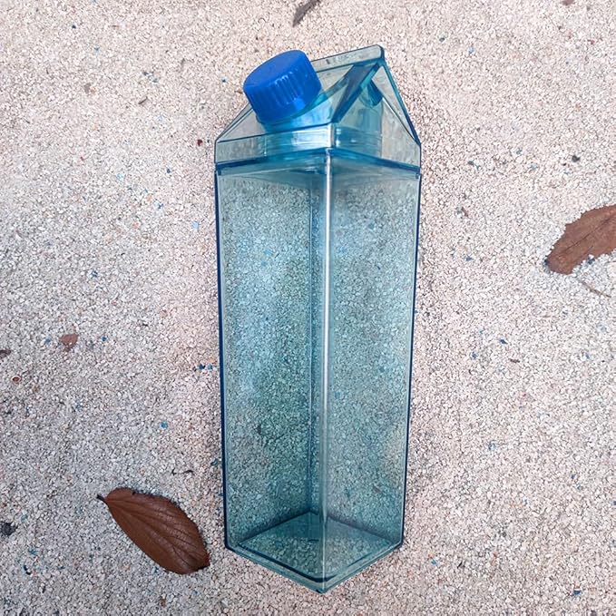 Jinberry 1000ml/34oz Cute Leakproof Clear Milk Carton Water Bottle Portable Drinkware for Outdoor Climbing Tour or Camping