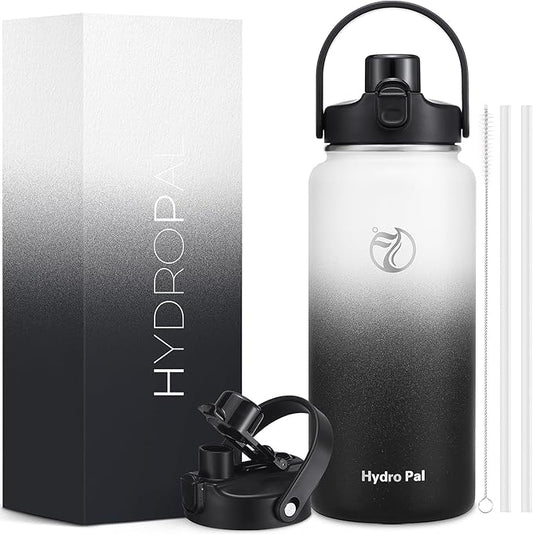 Half Gallon Insulated Water Bottle with 2-in-1 Lid (Chug Lid/Straw Lid), 40/64oz Double Walled Vacuum Stainless Steel Water Bottles, Water Jug with Straw