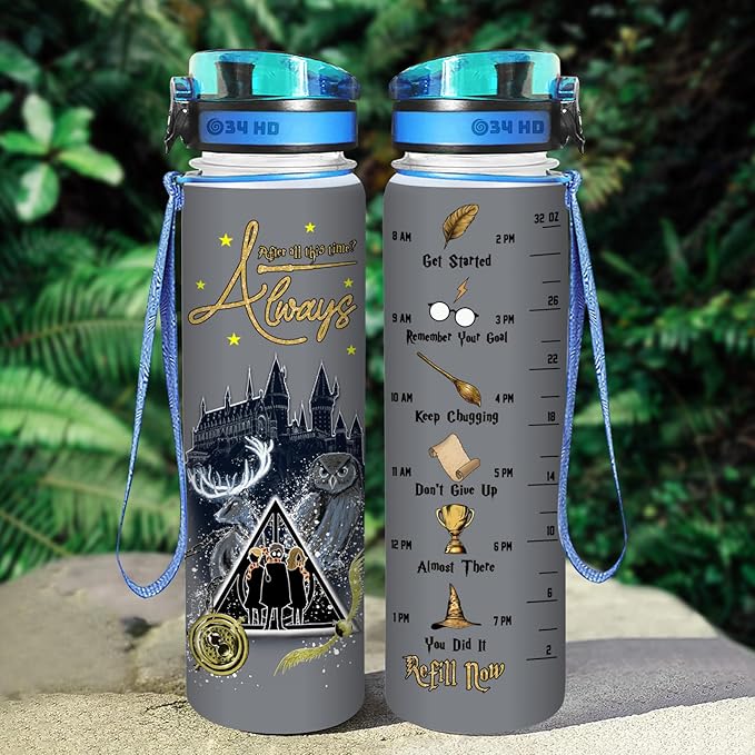Potter Movie Water Bottle 32 oz with Time Marker, After All This Time Motivational Bottle, Gifts for Movie Lovers, Funny Gifts for Women
