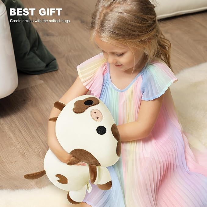 Onsoyours Cute Cow Plushie, Soft Stuffed Cookies Cow Squishy Plush Animal Toy Pillow for Kids (Cookies Cow, 12")