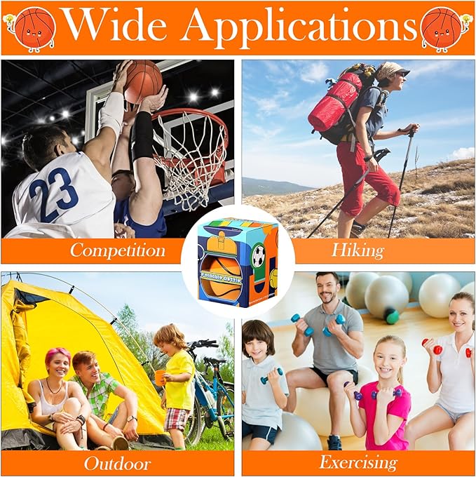 Layhit 8 Pcs Collapsible Basketball Water Bottle 18oz Basketball Cups Gifts for Kids Silicone Portable Leakproof Folding Water Bottle with Hook for Sports School Travel