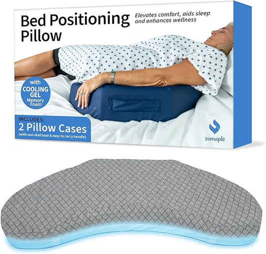 Bedsore Positioning Pillow Wedge - Bedsore Prevention and Faster Recovery - Heat Regulating Bed Sore Cushion for Butt Lifting and Easy Positioning - 2 Non-Skid Removable Covers (Grey)