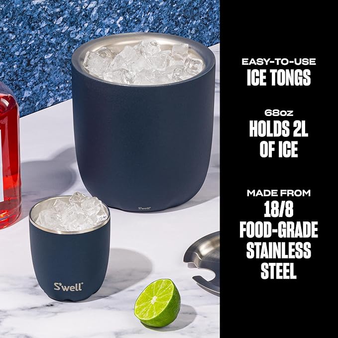 S'well Ice Bucket with Tongs, 68 oz, Azurite