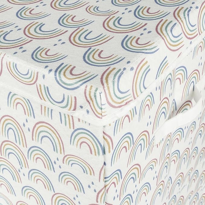 Sammy & Lou Collapsible Felt Soft Toy Box Toy Chest for Toddlers Toy Storage Organizer with Handles and Hinged Lid, 22 x 14.5 x 15 inches, Painted Rainbow