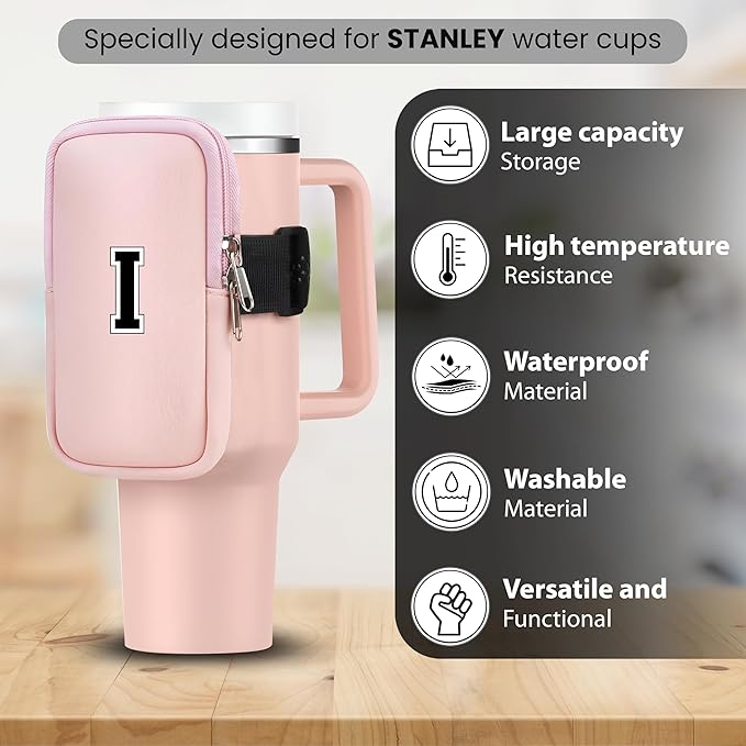 Mini Water Bottle Pouch for Stanley-Tumbler pouch with Zipper Pocket, Stanley pouch, Insulated Mug pouch, Tumbler carry holder pouch, Travel mug pouch | Waterproof