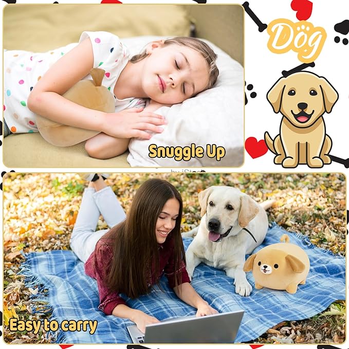 Dog Plush Pillow,8inch Puppy Stuffed Animal Toy,Cute Soft Dog Plushie Hugging Pillow Valentine Christmas Birthday Gifts for Kids Girlfriend Boyfriend