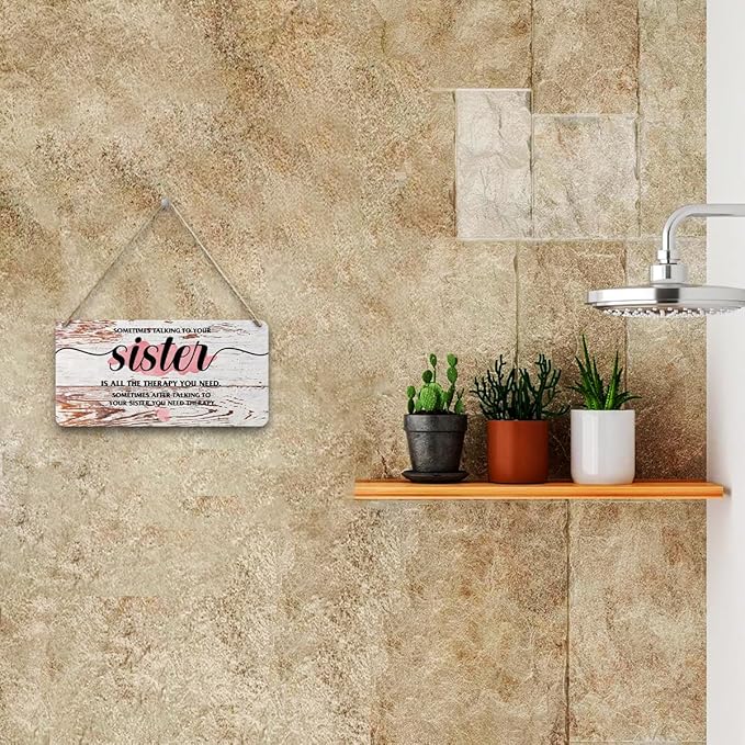 Gifts for Sister Funny Wooden Sign for Home Therapy Wall Art Rustic Wall Hanging Plaque Sign for Counseling Therapy Office Bedroom Home Pub Club Cafe Cottage Garage Front Door Entryway Hallway