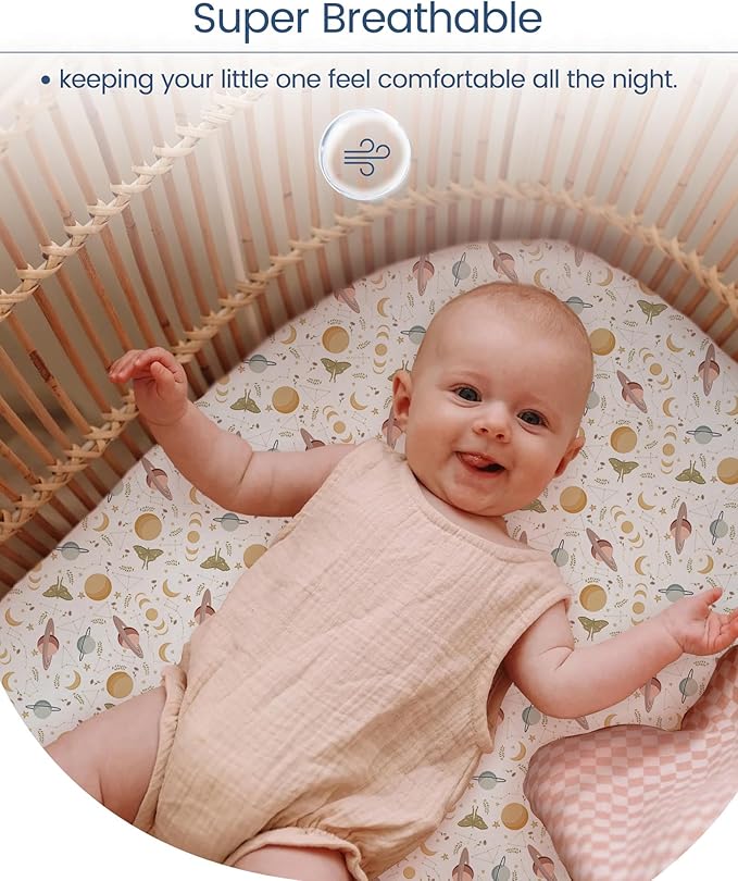 Bassinet Sheets for Baby Boy Girl, TotBasic Buttery Soft Universal Bassinet Fitted Sheet, Compatible with Halo, Mika Micky, Baby Delight, Dream On Me, Maxi COSI & More Bassinet Mattress