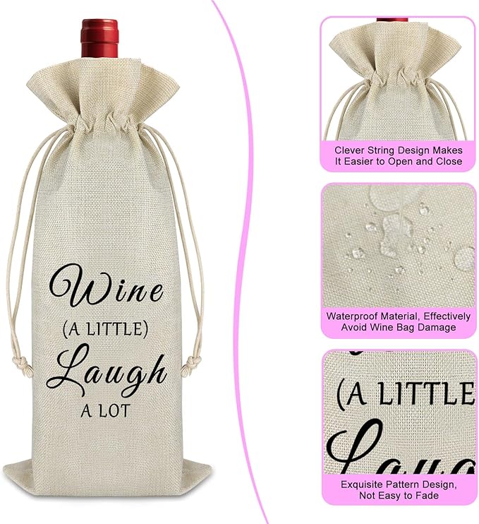 Birthday Gift for Women Men Funny Wine Gift Bag Engagement Anniversary Wedding Gift for Friends Friendship Christmas Congrats Promotion Gift for Coworker Cotton Burlap Wine Wrap Bag Graduation Gift
