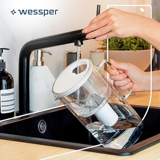 D2 Borosilicate White Glass Water Filter Pitcher Crystal Clear Hydration 8-Cup Capacity | 2in1 Water Purifier Pitcher and Stylish Water Carafe | Efficient Filtration for Pure Refreshing Water