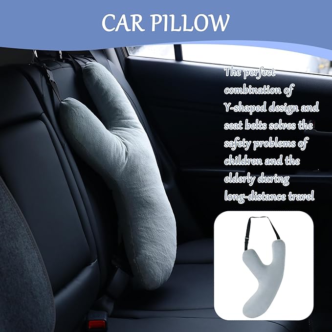 BALAPET Travel Pillow Y-Shaped Car Headrest Pillow for Sleeping,Head and Body Support Washable and Removable Soft Sleeping Travel Pillow Fixed on The seat Neck Pillow for Long-Distance Travel
