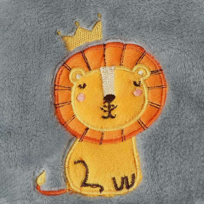 CREVENT 30''X40'' Small Fluffy Warm Toddler Baby Blanket for Boy Infant Toddler Crib Cot Stroller - Grey Lion