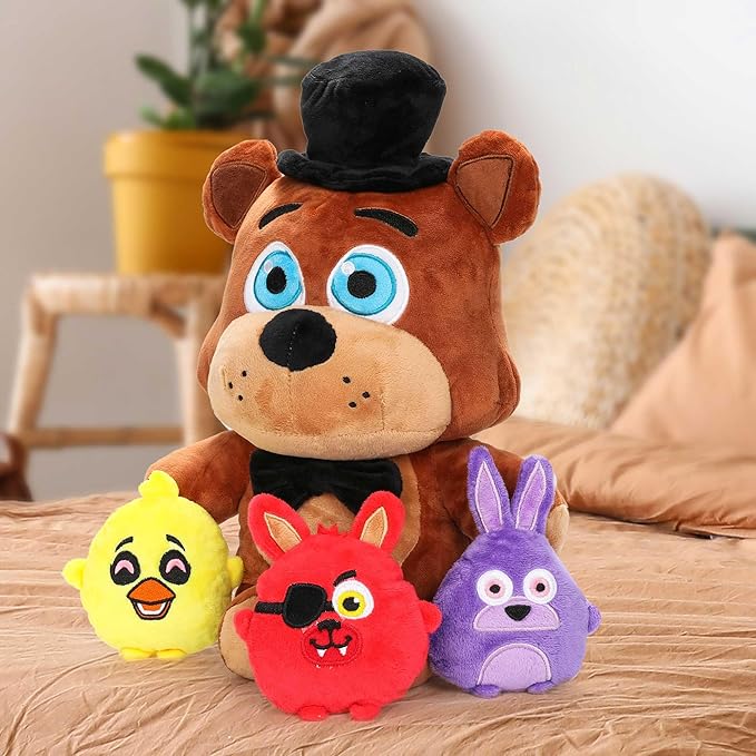Freddy Plush - Five Nights Freddy Plush One Mommy with 3 Baby Plush Toys Cartoon Stuffed Animal Plush Pillow Room Decorat Gift for Fans Collection Boys Girls