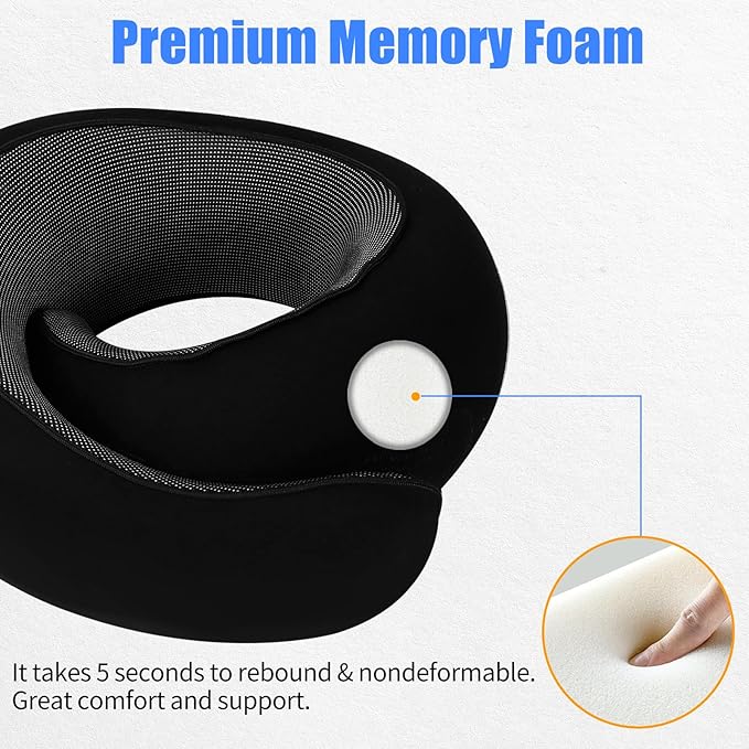 Travel Pillow Neck Pillow 2024, Memory Foam Neck Pillow Airplane, 360° Travel Neck Pillow Soft Neck Pillow for Traveling, Portable Travel Pillows for Airplanes Offices and Cars