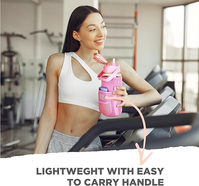 Gym Keg Water Bottle with Carrier - 74 oz Bottle Jug with Neoprene Sleeve - BPA-free & Food-Grade - Leak Proof, Durable Material - Reusable Water Jug for Workouts, Jogging, Travel, Gym - Cherry