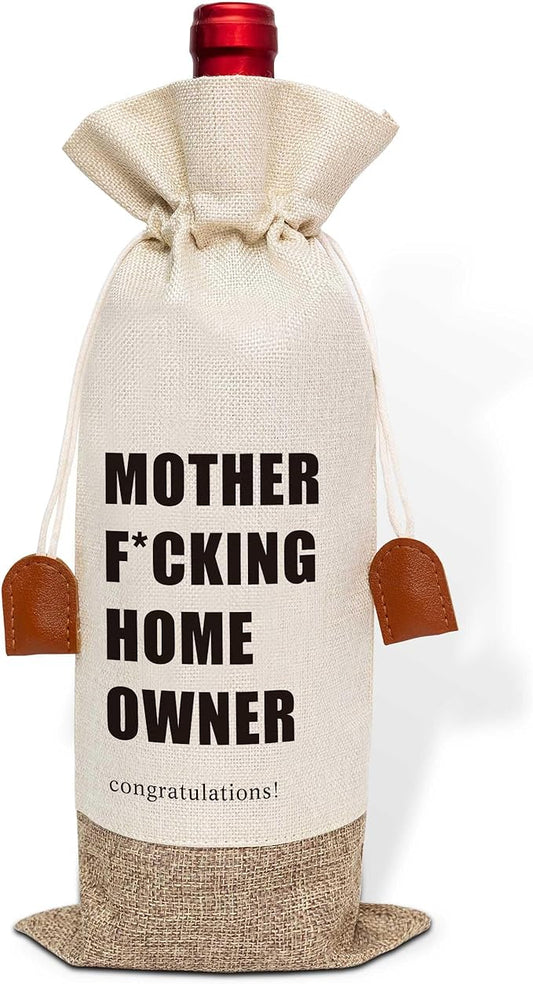 Housewarming Gifts Wine Bag, First New Home House Homeowner Gift, Cotton Linen Wine Gift Bag With Drawstring, Client Gift From Realtors, Sweet Home Congrats Gift for Women Men Wife Husband-19