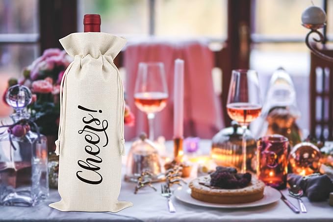Holiday Wine Bag Gifts,For Mother, Daughter,Son,Friend Wine Bags Present,Goody Bag,Party Favor Bag,Reusable Wine Bag With Drawstring,L47