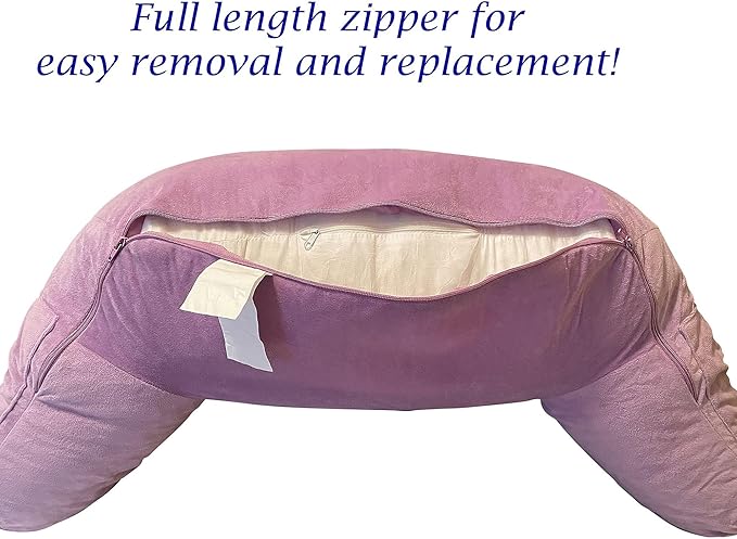 ComfortSpa Reading Pillow Replacement Cover for 19 inch Back Rest Pillow, Polyester Velour Machine Wash and Dry (Lavender)