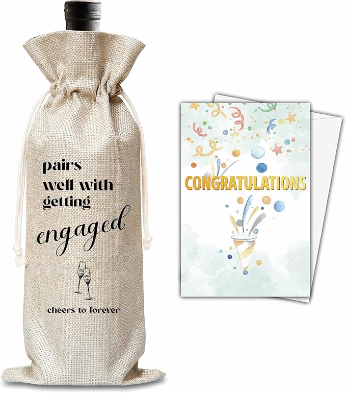 Xanev Engagement Gifts For Couples, Engaged Wine Gift Bag, Mr And Mrs Marriage Wedding Gifts, Honeymoon Gifts, Wedding Bridal Shower Engagement Bachelorette Party Decoration Supplies Favors, B35