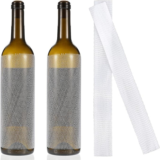 Wine Mesh Protective Sleeves, 30 Pcs 8.7 Inch Mesh Liquor Bottles Protector Keep Bottles Safe White PE Net Sleeves for Travel Glass Bottle