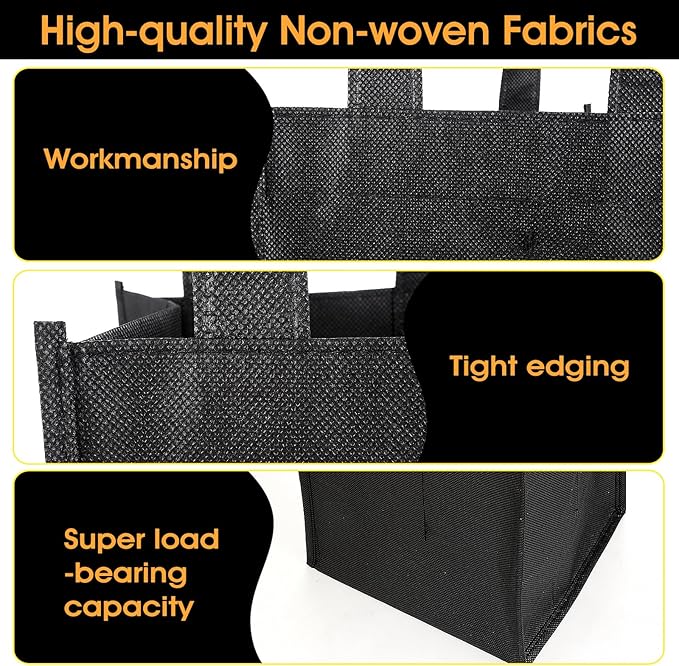 TIESOME 4 Bottle Wine Bags for Travel, Wine Carrier Tote, Waterproof Carrier Wine Bottle Holder Bag Reusable Wine Gift Bag Portable Grocery Bags with Base Plate & Carry Handle for Wine Lover Gift