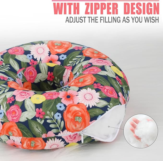 Ear Hole Piercing Pillows for Ear Pain Side Sleeping CNH Pillow Pressure Sore Pain Relief Ear Guard Lifesaver Tinnitus Support Neck Head, Painting Flower