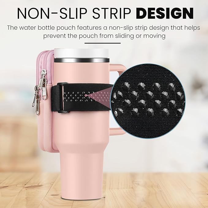 Mini Water Bottle Pouch for Stanley-Tumbler pouch with Zipper Pocket, Stanley pouch, Insulated Mug pouch, Tumbler carry holder pouch, Travel mug pouch | Waterproof