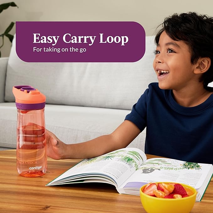 Contigo Autoseal Water Bottle, 20 oz, Coral/Grape