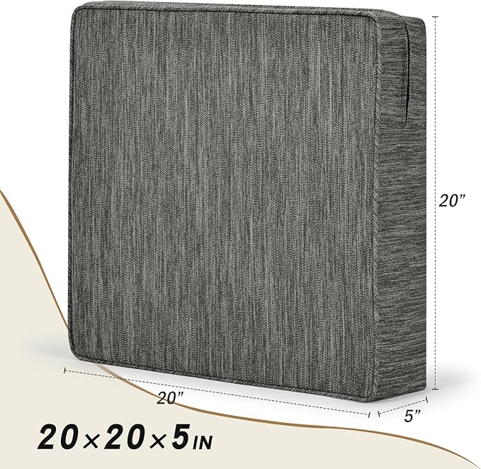 baibu Extra Large 20"x20"x5" Dual-Layer Memory Foam Chair Seat Cushion for Recliner, Couch, Armchair with Textured Washable Cover, Non-Slip Base for Tailbone Pain & Pressure Relief, Grey