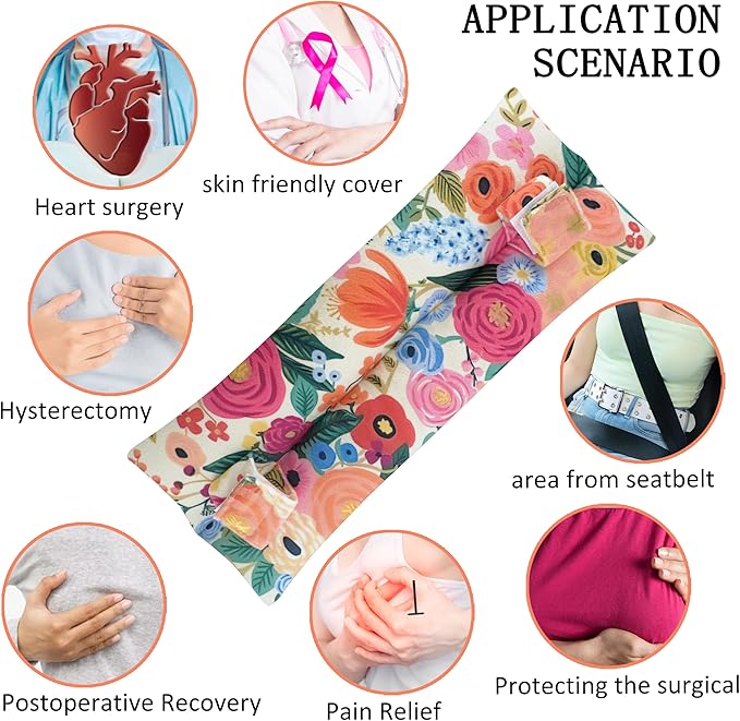 Mastectomy Pillow, Hysterectomy Pillow, Post Heart Surgery Seatbelt Pillow, C Section Recovery Pillow, Port Pillow for Chemo Patients, Pacemaker Seatbelt Protection, Breast Cancer Gifts for Women