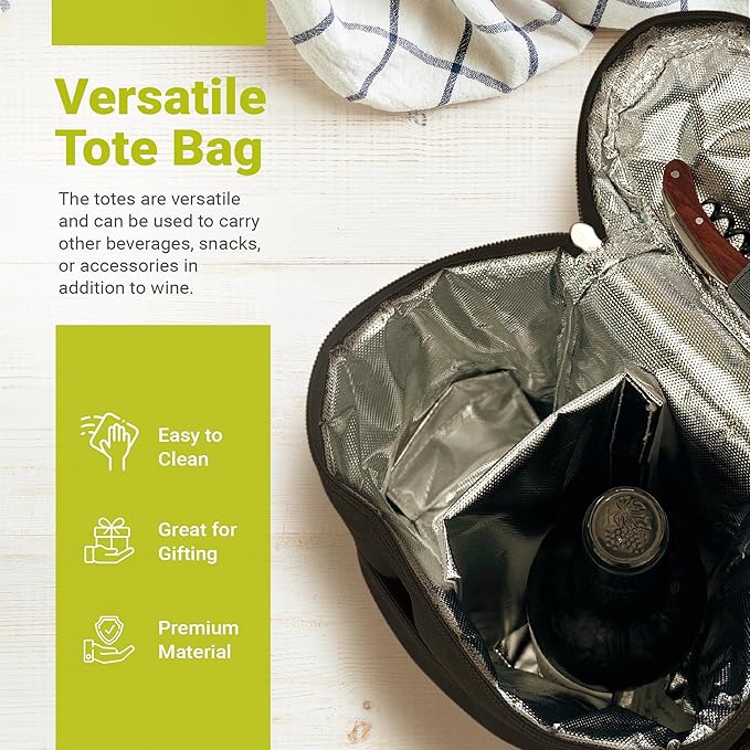 meori 2-Bottle Insulated Wine Tote | Lava Black Solid