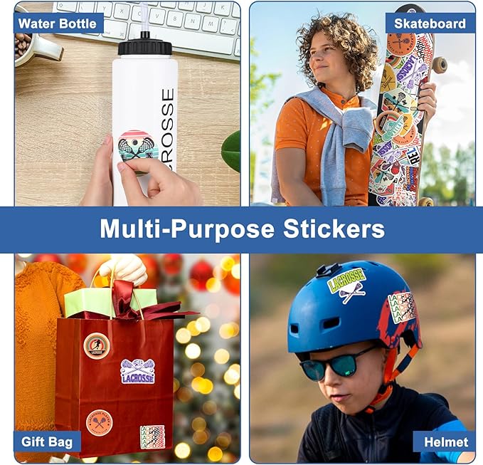 Lacrosse Gifts for Boys Gifts,Lacrosse Water Bottle with Long Straw and 50PCS Stickers Accessories Stuff for Player Lovers(1L,BPA,Squeeze)