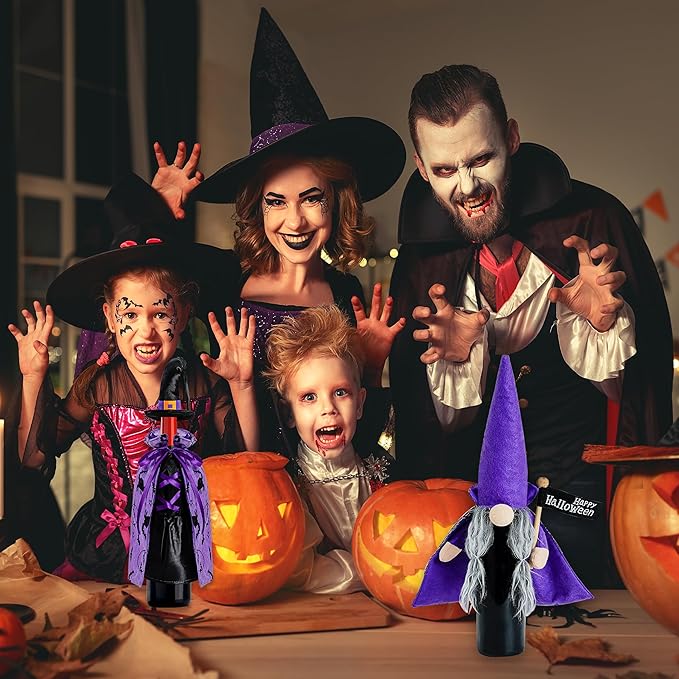 JOYEONDEF 2 Pieces Halloween Wine Bottle Cover Decorative Dracula Halloween Wine Cover Halloween Party Table Gifts