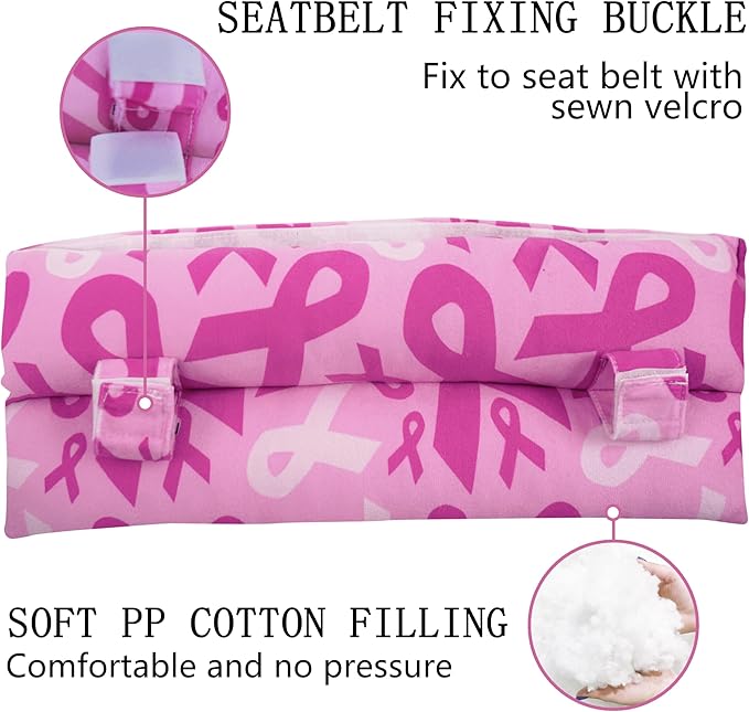 Mastectomy Pillow, Hysterectomy Pillow, Post Heart Surgery Seatbelt Pillow, C Section Recovery Pillow, Port Pillow for Chemo Patients, Pacemaker Seatbelt Protection, Breast Cancer Gifts for Women