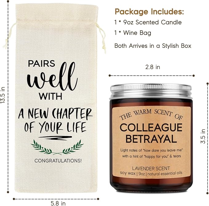 GSPY Wine Bag & Candle Set - Farewell Gifts for Coworkers, Moving Away Gifts for Friends, Coworker Leaving Gifts for Women, Men - Funny Goodbye, Retirement, Going Away Gifts for Boss, Coworker