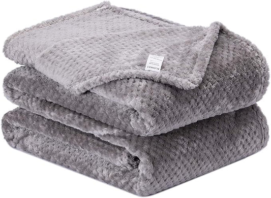 Fuzzy Throw Blanket, Plush Fleece Blankets for adults, Toddler, boys and Girls, Warm Soft Blankets and Throws for Bed, Couch, Sofa, Travel and Outdoor, Camping (Queen(80"x90"), XXL-Flint Gray)