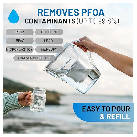 Epic Water Filters PFAS Forever Chemicals Filter Pitcher for Drinking Water, 10 Cup 150 Gallon Filter, Tritan BPA Free, Removes PFAS, PFOA, PFOS (White)